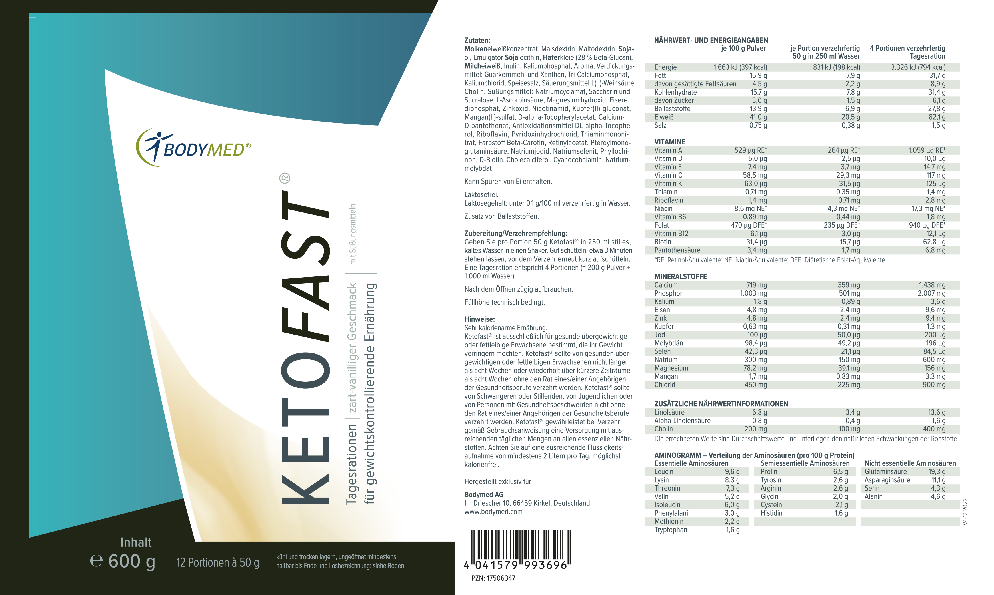 KETOFAST® - Vanille 600 g - MHD 07/2025
