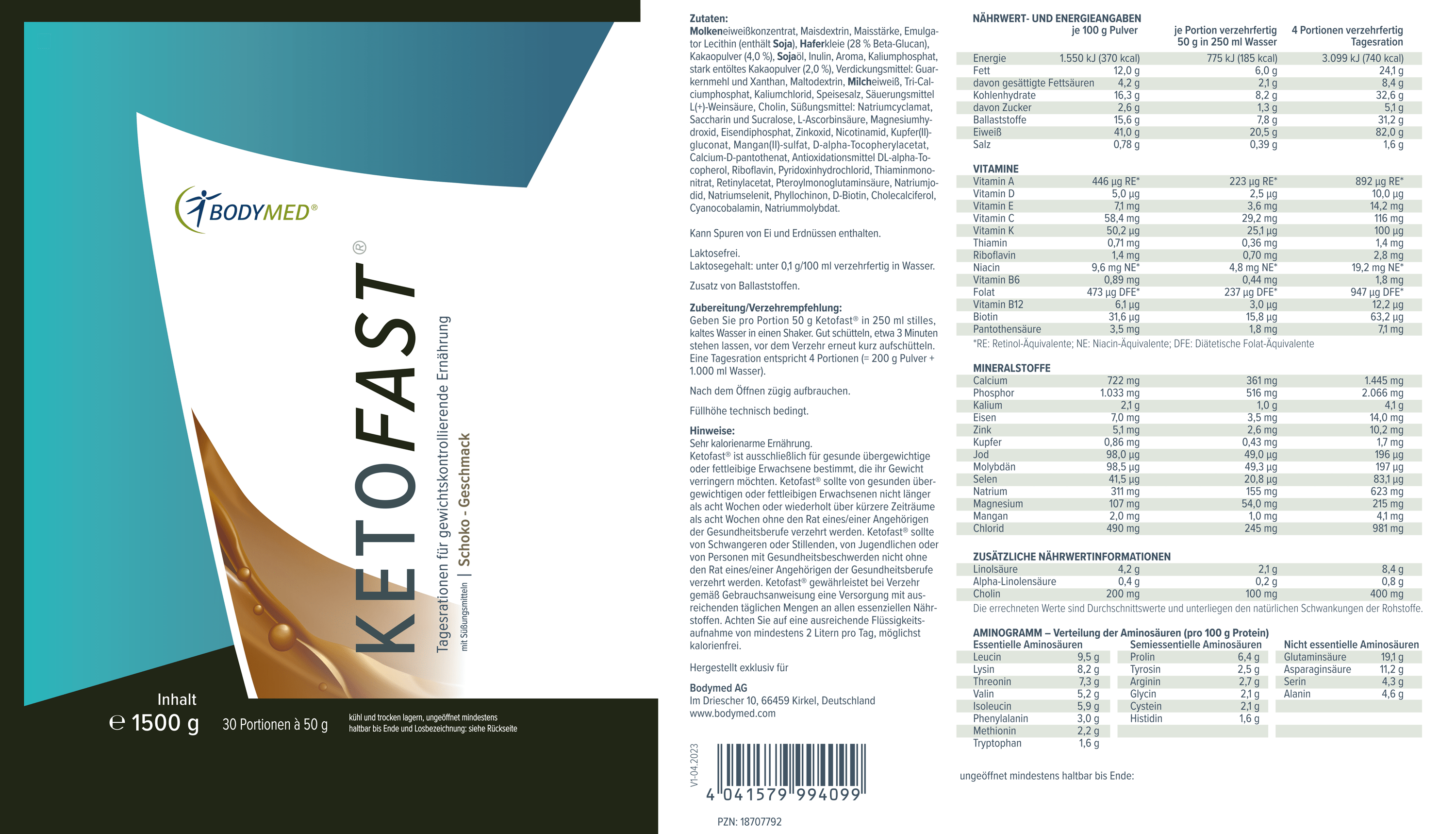 KETOFAST® - 1.500 g Beutel Schoko - MHD 07/2024