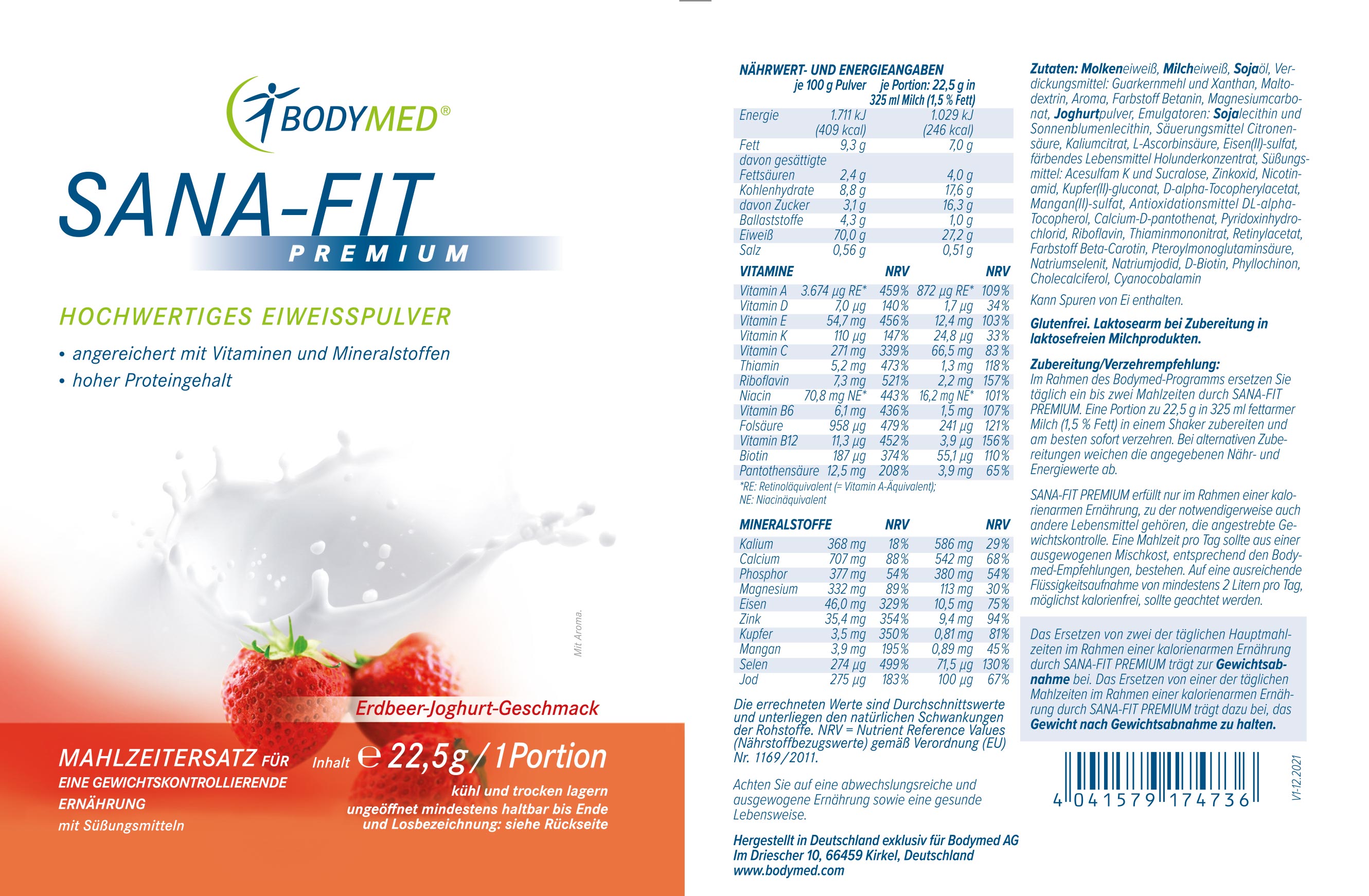 SANAFIT PREMIUM Portionsbeutel ErdbeerJoghurt B11010201