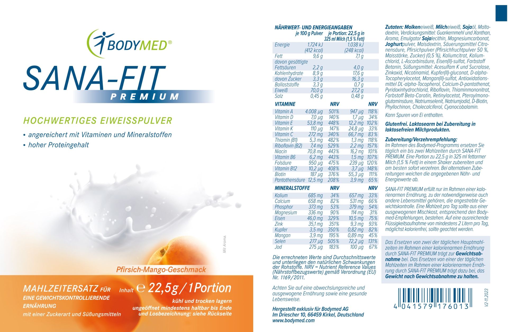 SANAFIT PREMIUM Portionsbeutel PfirsichMango B11010601